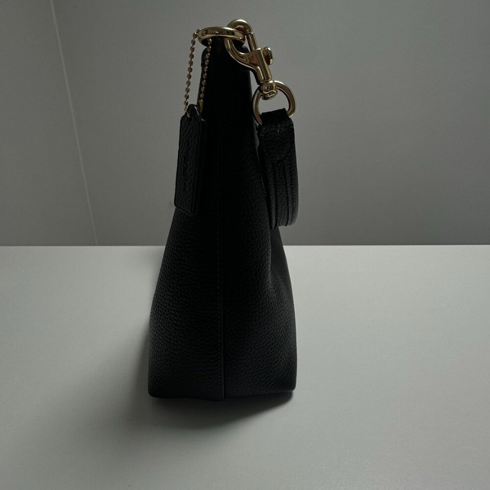 Coach Laurel Black Pebbled Leather Shoulder Bag with Gold Accents - Picture 5 of 8